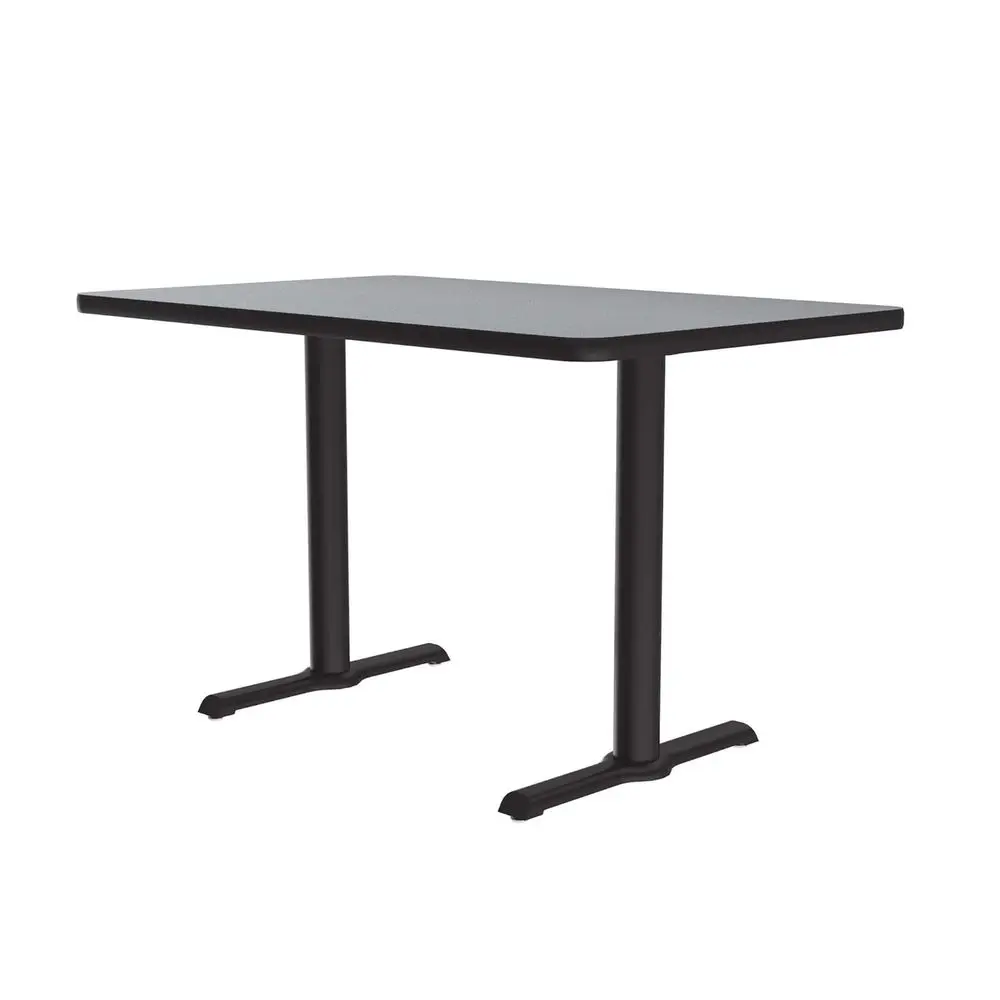 

30x60 Rectangular Granite Top Break Room Table with Black Bases, American-Made