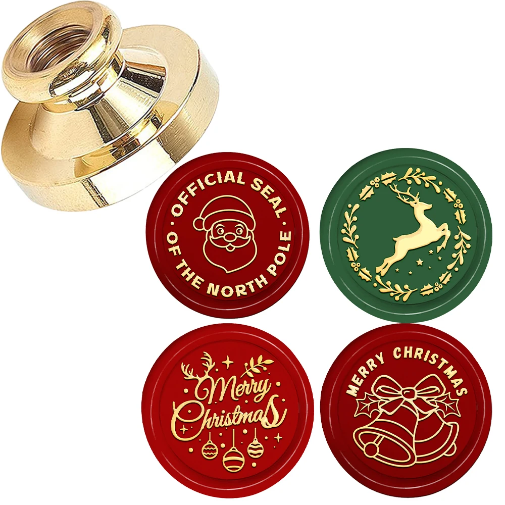 Official Seal of the North Pole Wax Seal Stamp Santa Claus Sealing Stamp 25mm Removable Brass Head for Christmas Invitations