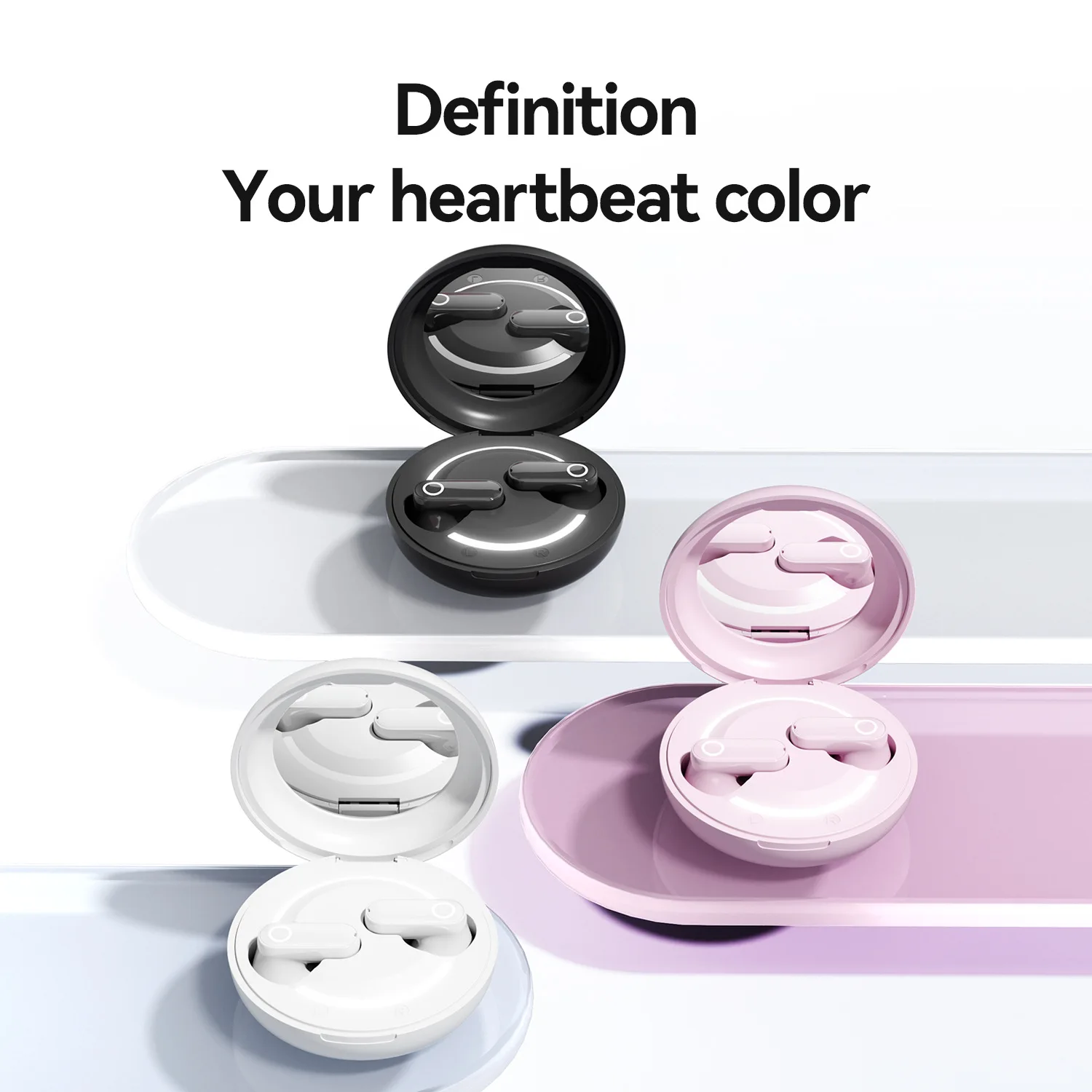 New semi in ear wireless Bluetooth earphones with high aesthetic value, digital display simplicity, and high aesthetic value