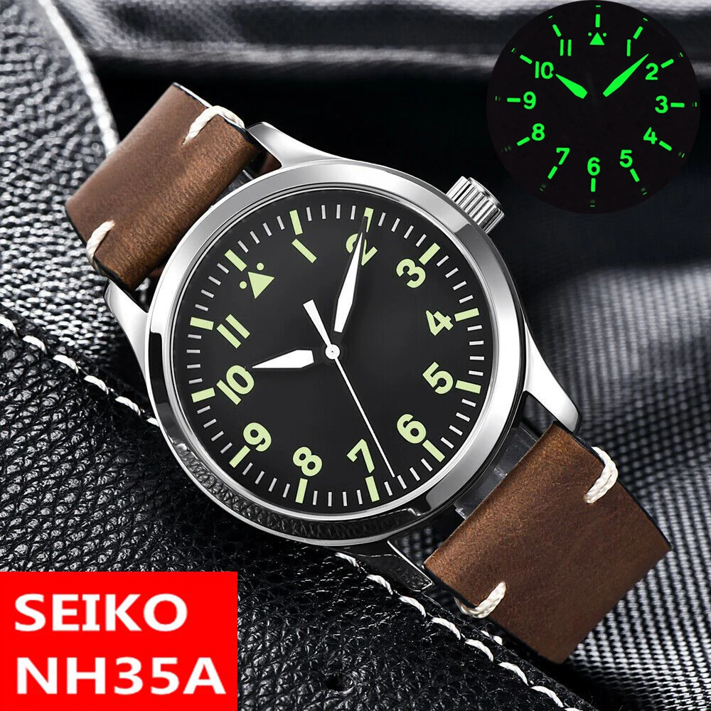 

42MM Corgeut NH35 Automatic Mechanical Watch For Men Luxury Sport Sapphire Miyota Male reloj Clock Leather Luminous Wristwatch