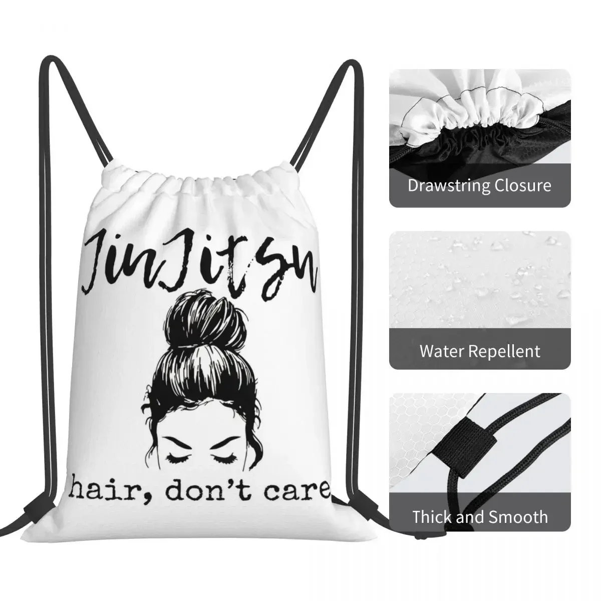 Jiu Jitsu Hair don't Care zaini da donna borse con coulisse borsa portaoggetti tascabile con coulisse BookBag per studenti da viaggio