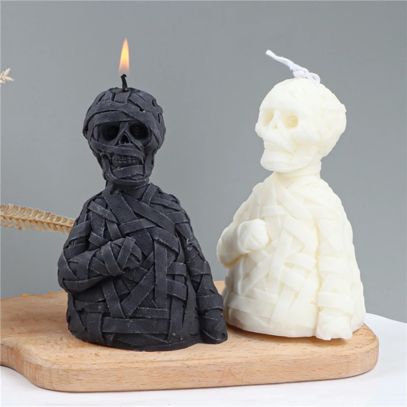 

3D Bandage Skull for Head Silicone Mold Plaster Handmade Mould for Aromatherapy Soap Plaster Epoxy Resin Moulds