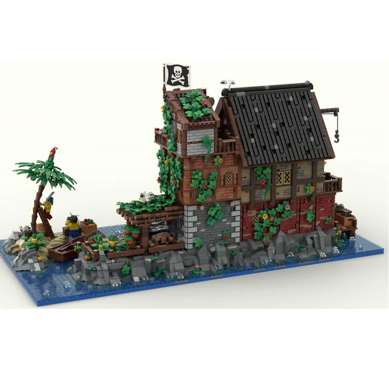 Een piraten eiland MOC- 126702   bouwsteenserie geruïneerd huis speelgoedmodel speelgoed DIY verjaardag kerstcadeaus