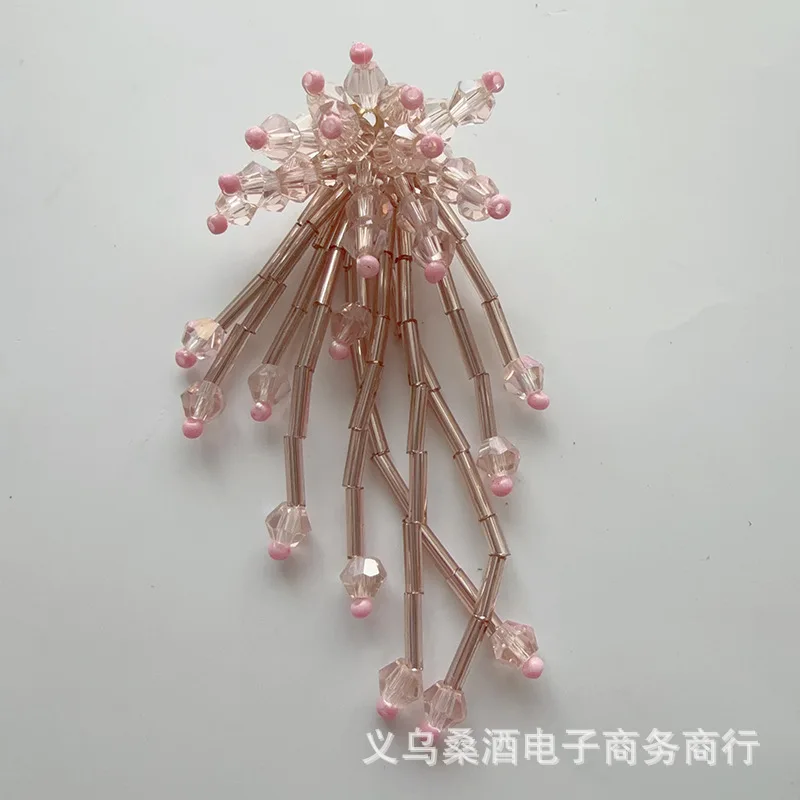 Crystal Tassel Finished Beaded 3D Flower Shoe Charm for Crocs Jelly Shoes DIY Decoration Material Accessory view 6