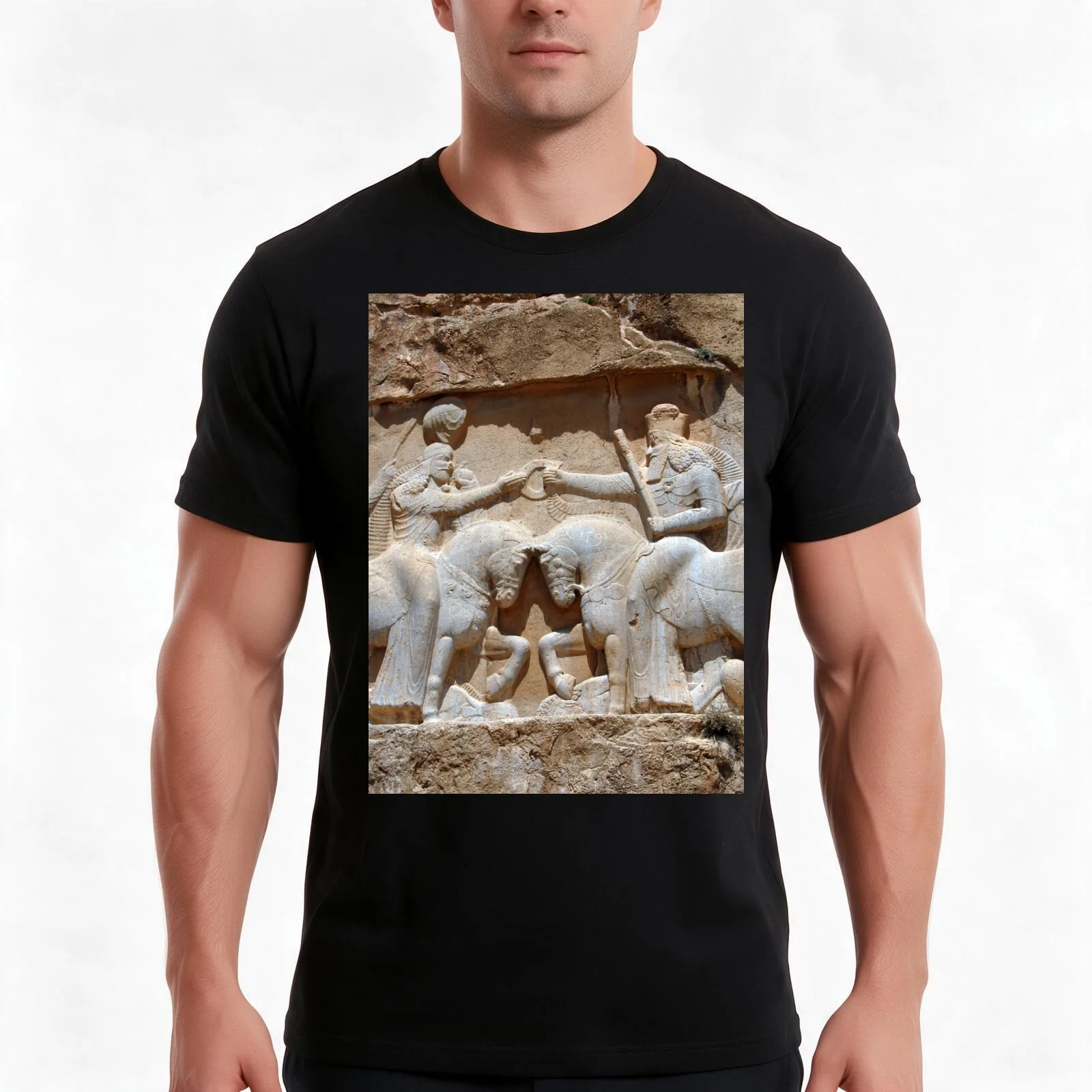 Persian Knights, King Ardashir Monument, Persia, Iran T-Shirt, Summer Casual Cotton Tee, Oversized Streetwear Tops, 100% Cotton