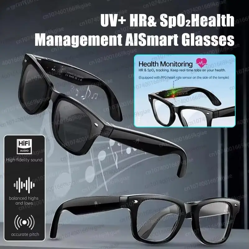 

AI Smart Glasses UV Protection Translation Sunglasses With Multi Sports Modes Heart Rate Blood Oxygen Monitoring Glasses