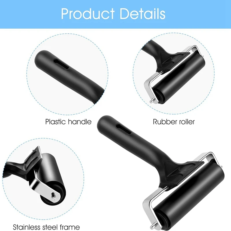 Thinp Rubber Roller,Brayer Rollers For Crafting 3.74Inch Rubber Roller Black For Crafting Printing Inking And Stamping