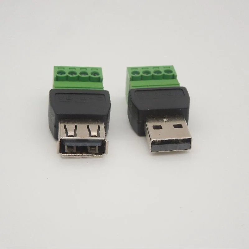 USB 2.0 Type A Male/Female to 4 Pin Screw Connector USB Jack with Shield USB2.0 to Screw Terminal Plug