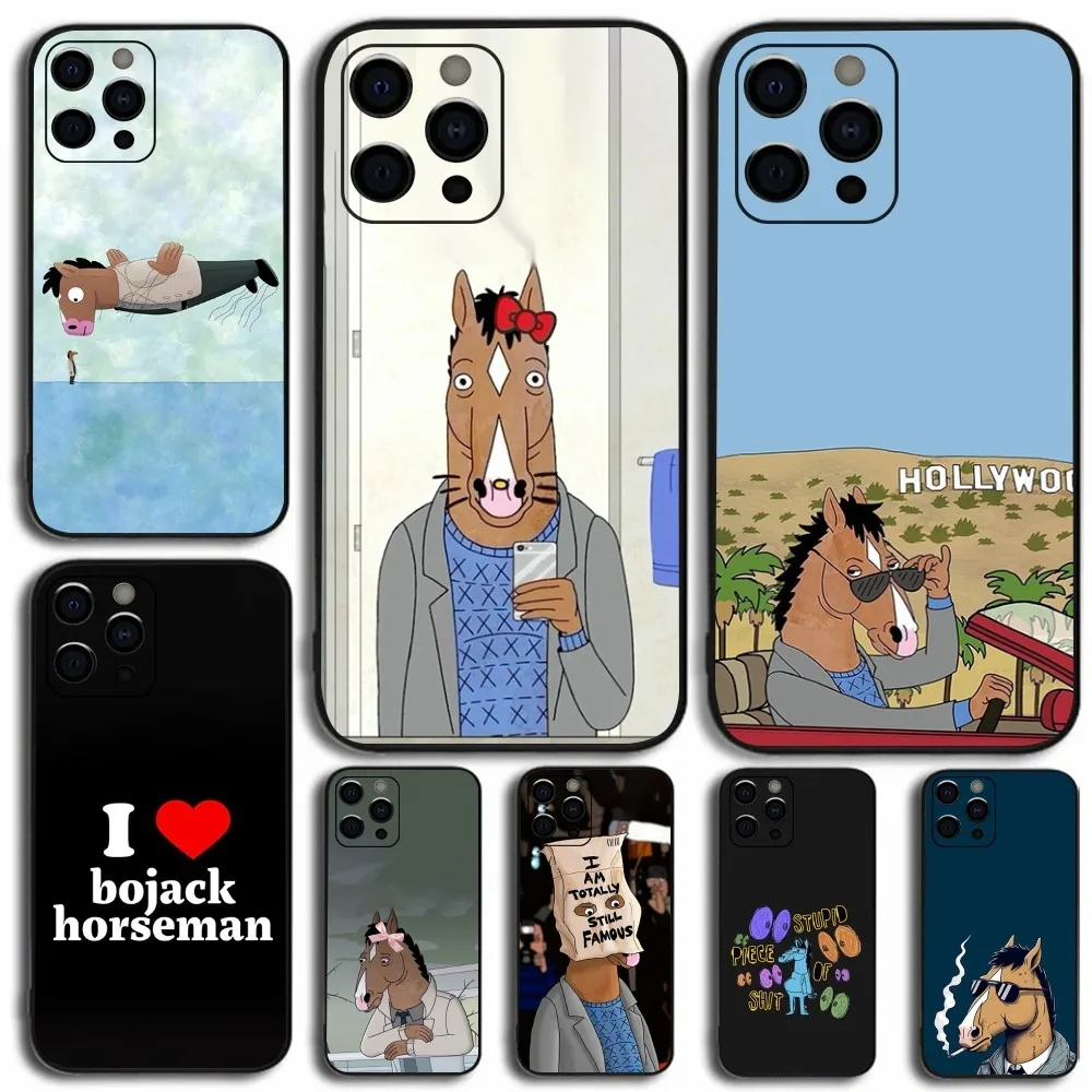 

Cartoon B-BoJack H-Horseman Phone Case For Apple iPhone 15,14,13,12,11,Pro,X,XS,Max,XR,Plus,Mini Soft Black Cover