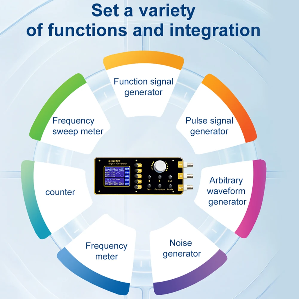 

QLS3600 Digital Function Arbitrary Waveform Signal Generator Frequency Meter with 2.4 inch TFT Display Screen 5MHz/10MHz/30MHz