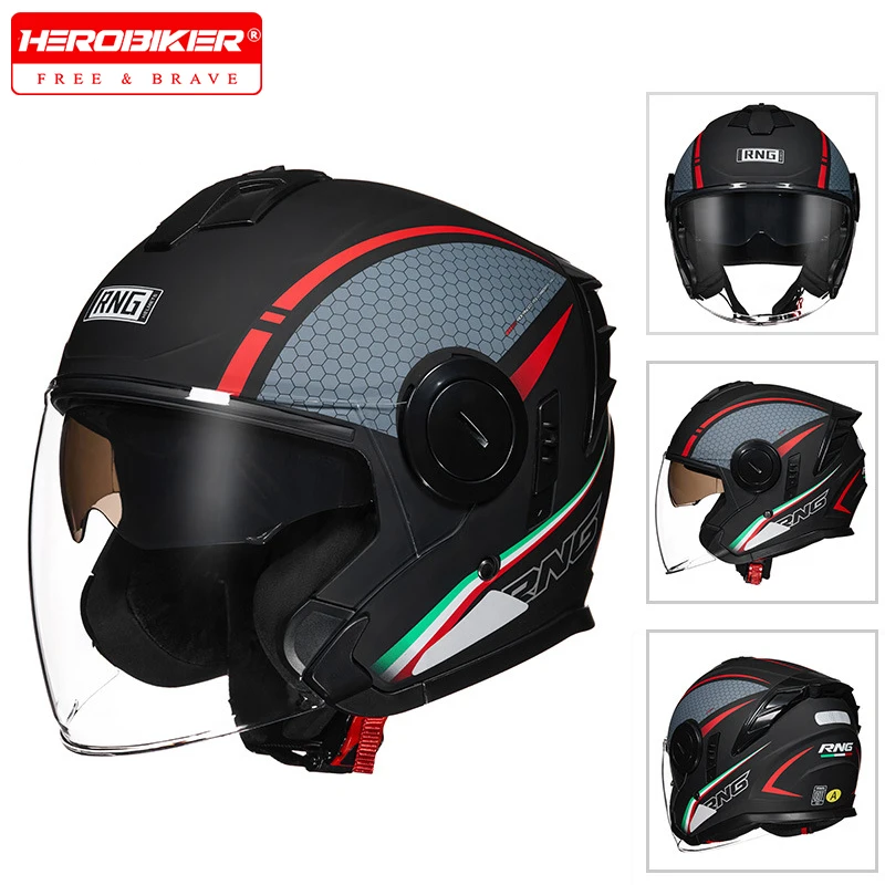 

Летний мужской мотоциклетный шлем 3/4, дышащий шлем для верховой езды, мотоциклетный шлем, зимний электрический велосипед, женский шлем с двойными линзами