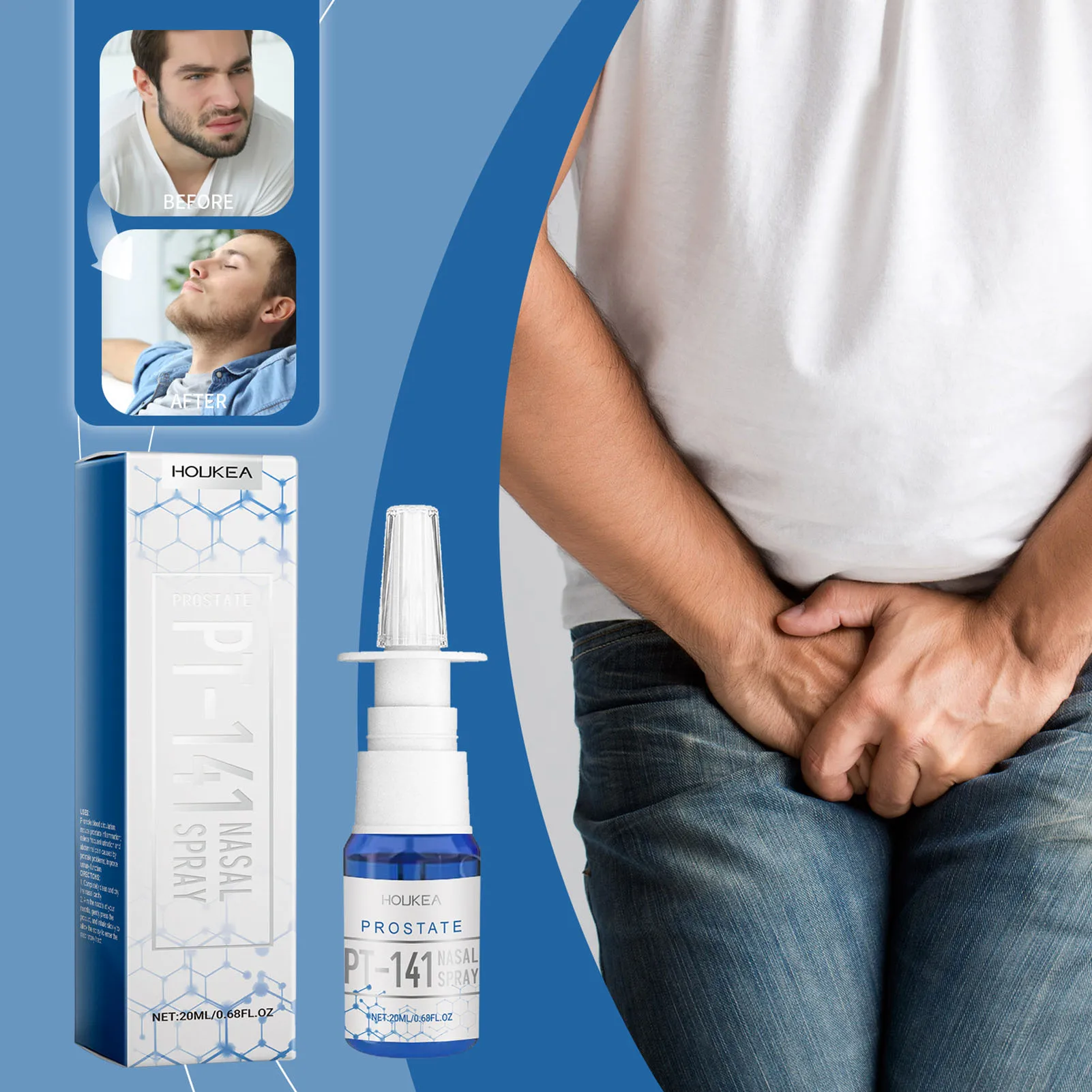 20ml PT-141 Bremelanotide Nasal Spray Relief Prostate Discomfort Restores Energy Male Body Care Products