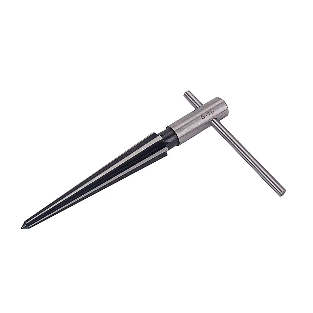 

5-16Mm R142 Guitar Reamer Tool T Handle 6 Fluted Steel for Chamfer Tapered Hole Woodworking Luthier Repair Silver