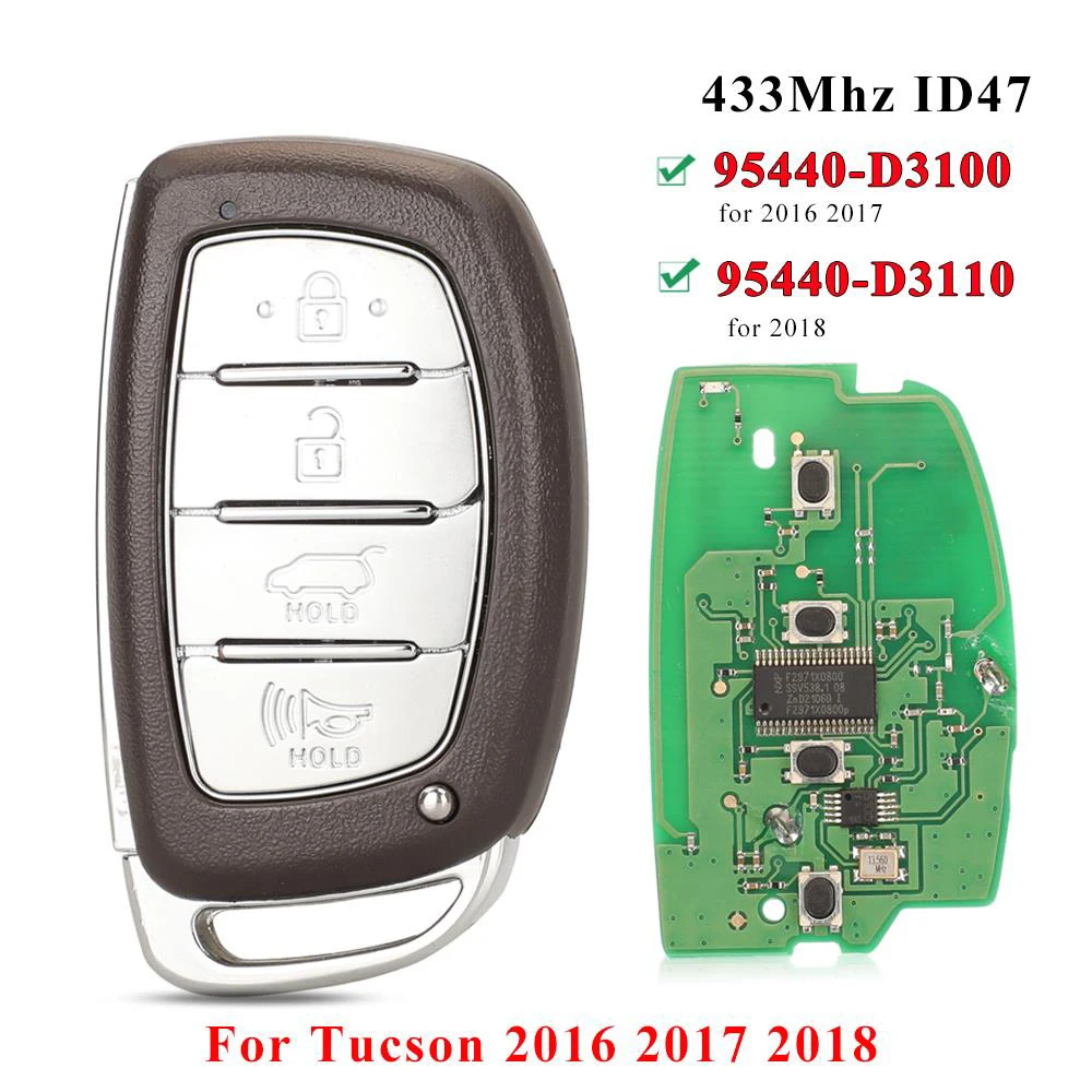 

jingyuqin 95440-D3100 / 95440-D3110 Remote Car Key Keyless for 2016 2017 2018 Hyundai Tucson Smart TQ8-FOB-4F07 TQ8-FOB-4F11