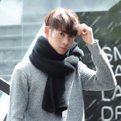 Maikun Thick Knitted Scarf For Men Fashion Winter Increase Simple Solid Color Scarf Men's Warm Neckerchief