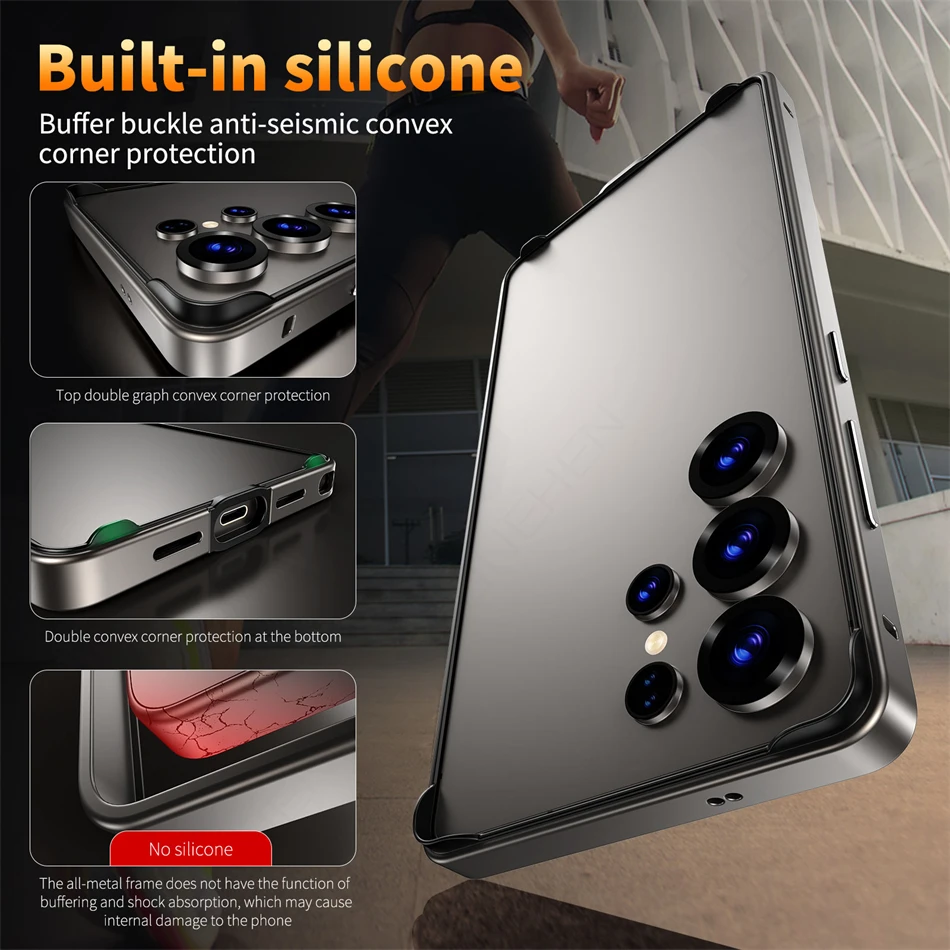 Penutup Bumper Silikon Hybird Logam Ringan untuk Samsung Galaxy S25 Ultra S24 Plus S25Ultra Aksesori Belakang Bingkai Aloi Tahan Benturan