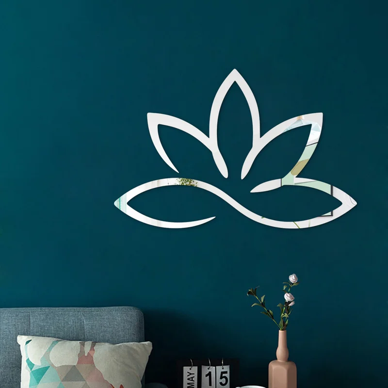 1pc Lotus 3D acrilico specchio adesivo da parete rimovibile arte adesivi murali per soggiorno camera da letto Mandala Zen Yoga studio Home Decor