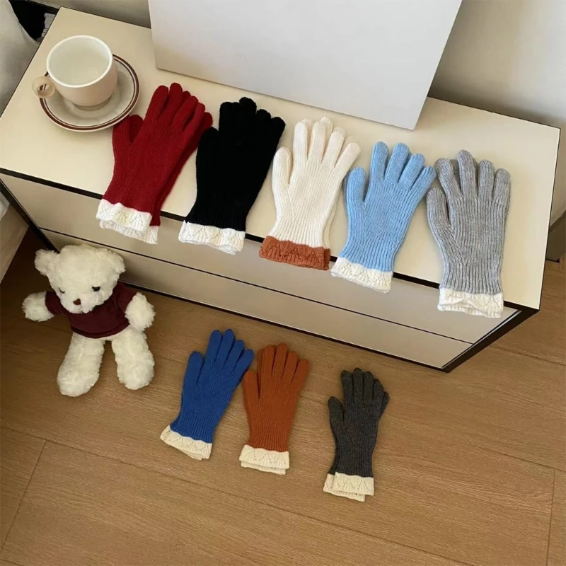 Guantes punto con estilo, guantes cálidos unisex para adolescentes, guantes uso informal para invierno