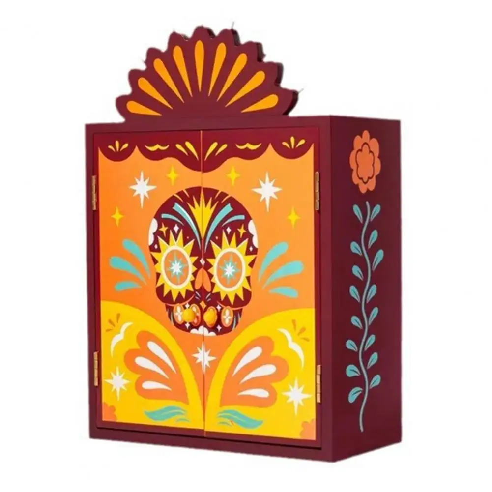 

Wooden Altar Keepsake Day of Dead Altar Box with Memory Picture Frame Mexican Pattern Home Decoration Shadow for Day for Loved