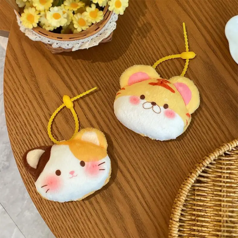 Niedliche Plüsch-Katzen-Tiger-Münzbörse Schlüsselanhänger Weicher Flauschiger Stoff Kawaii Kopfhörer-Tasche Münzaufbewahrungstasche Rucksack-Deko Anhänger Geschenke – Detail 6