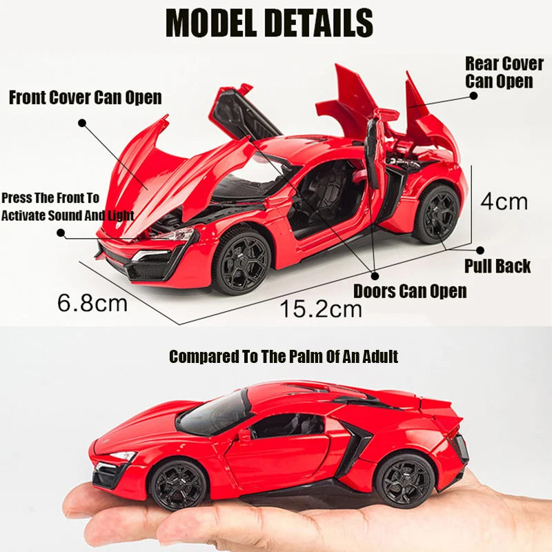 Simulation Lykan Hypersport Fast Alloy Car Model Diecasts & Toy Vehicles And  Cars Decoration Toys For Children Boy