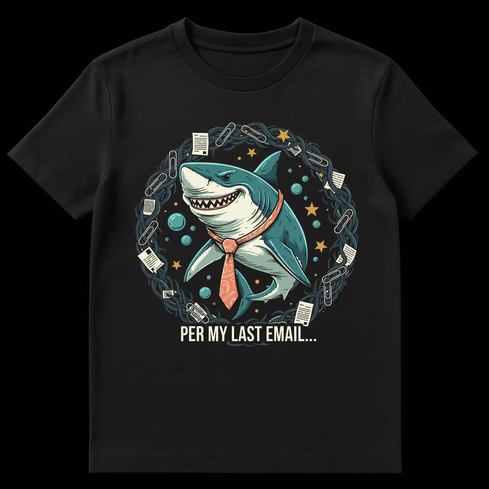 Office Worker Per My Last Email Shark Corporate Humor T Shirt vintage Washed Stretched designer clothes Unisex streetwear