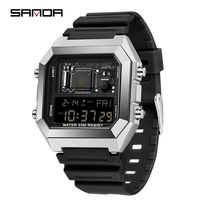 SANDA 6216 Fashion Students Electronic Watch Square Multifunction Waterproof Shockproof Calendar Luminous Outdoor Sports Watches