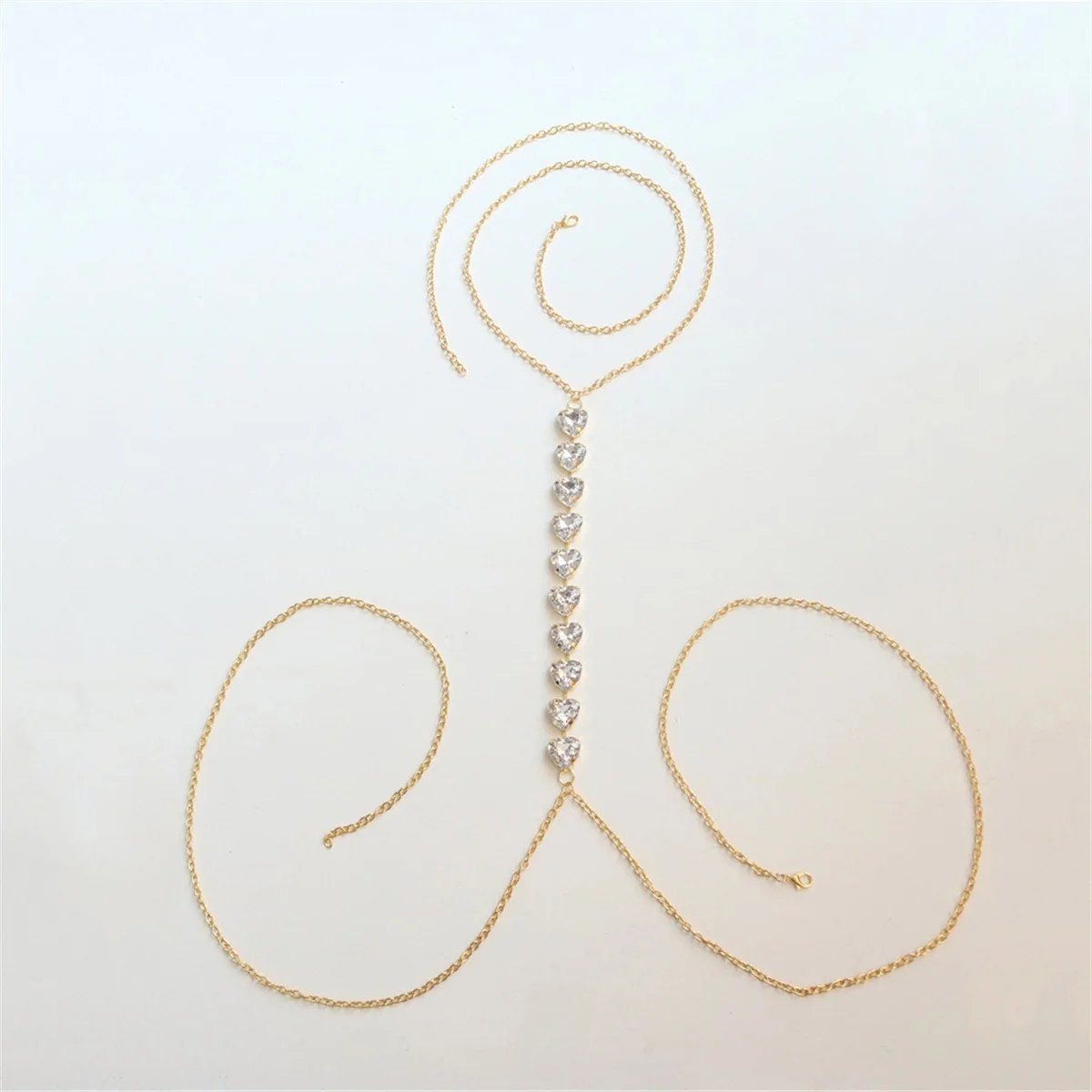 Sparkling Zircon Heart Spliced Choker Waist Body Chain For Women Elegant Love Heart Chest Belly Chain Summer Versatile Jewelry view 6