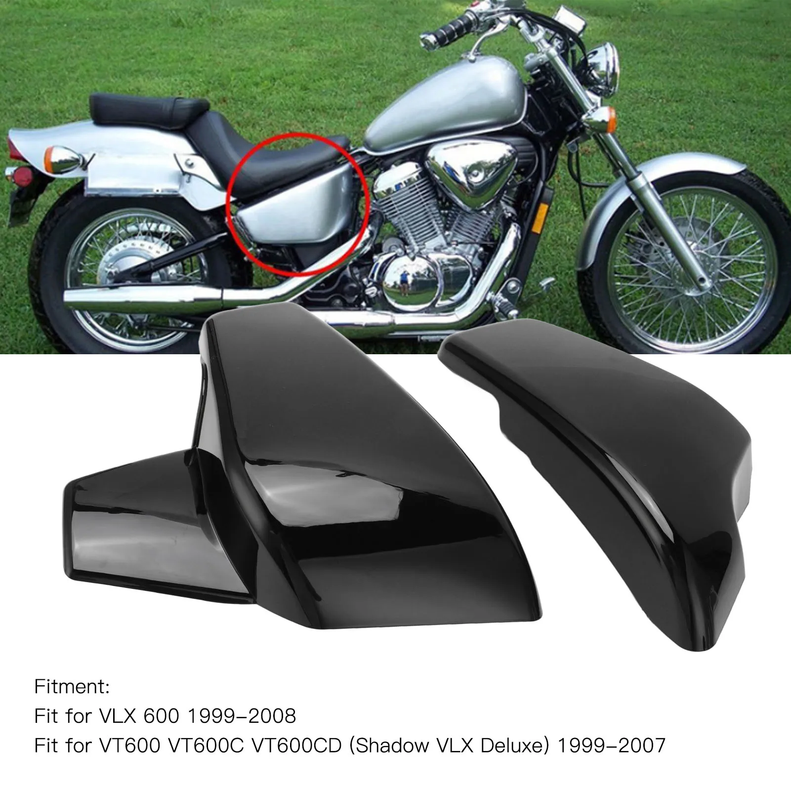 Side Battery Fairing Heat Resistant Impact Proof Battery Side Covers  Wearproof for VT600 VT600C VT600CD 1999‑2007