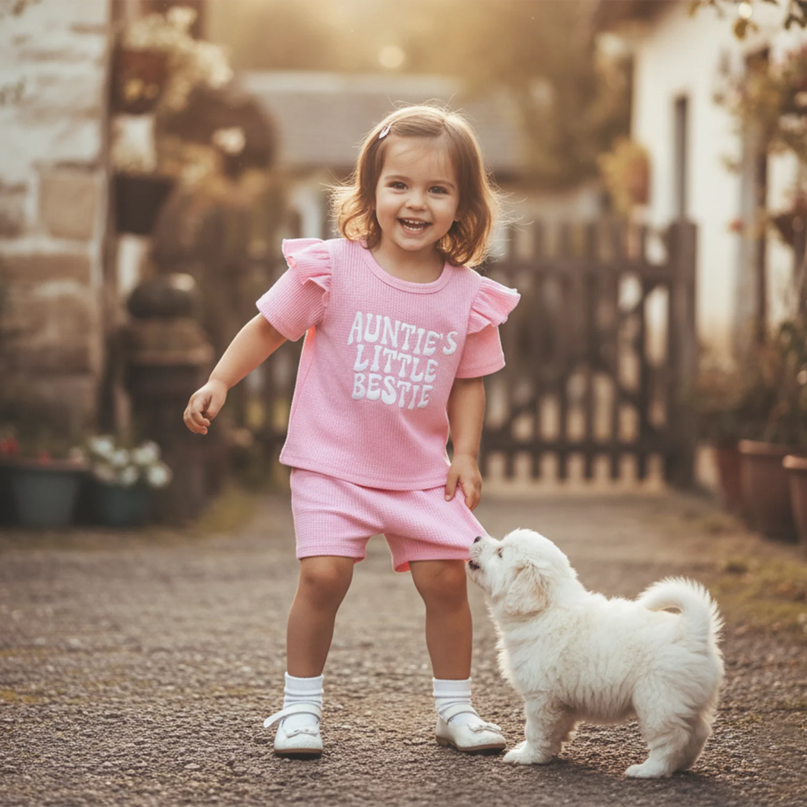 Summer Kids Baby Girl Outfits Short Sleeve Letter Embroidery Tops Shorts Set Casual Clothes