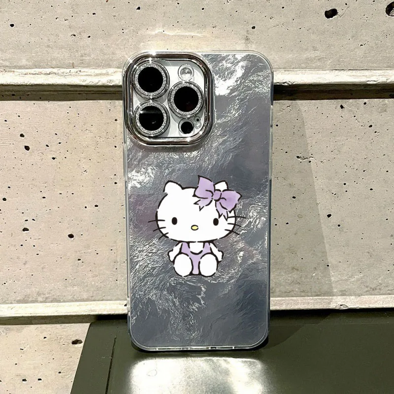 مرحبا كيتي آيفون 17 برو ماكس الليزر الجليدي نمط جراب هاتف عدسة فيلم أبل 12 13 14 15 16 الدقة ثقب دوامة