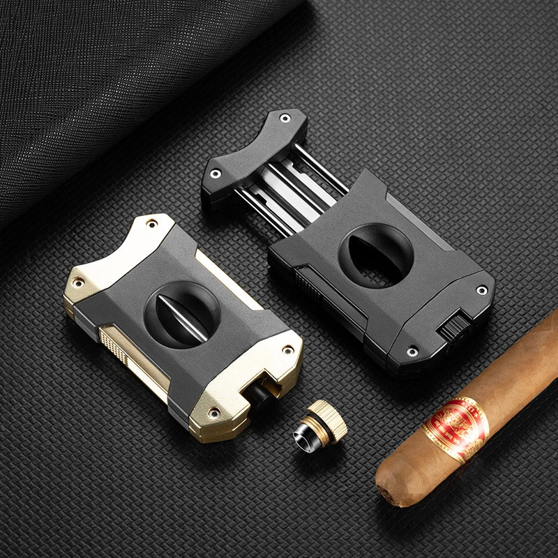 

Cigar Cutter V Cut Cigar Holder Sharp Blade Cigar Scissors Metal Cutter Guillotine Smoking Accessories With Gift Box