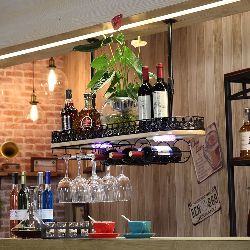 

Wine glass holder hanging upside down wine bar counter wine cabinet creative shelf solid wood household goblet holder ornament h