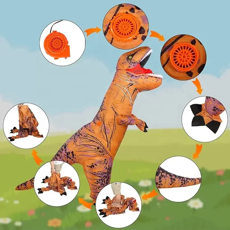 Party Cosplay  Mascot Dino Costume Trex Blow up Suit Inflatable T Rex Dinosaur Costume Wholesale Custom Halloween  Adult
