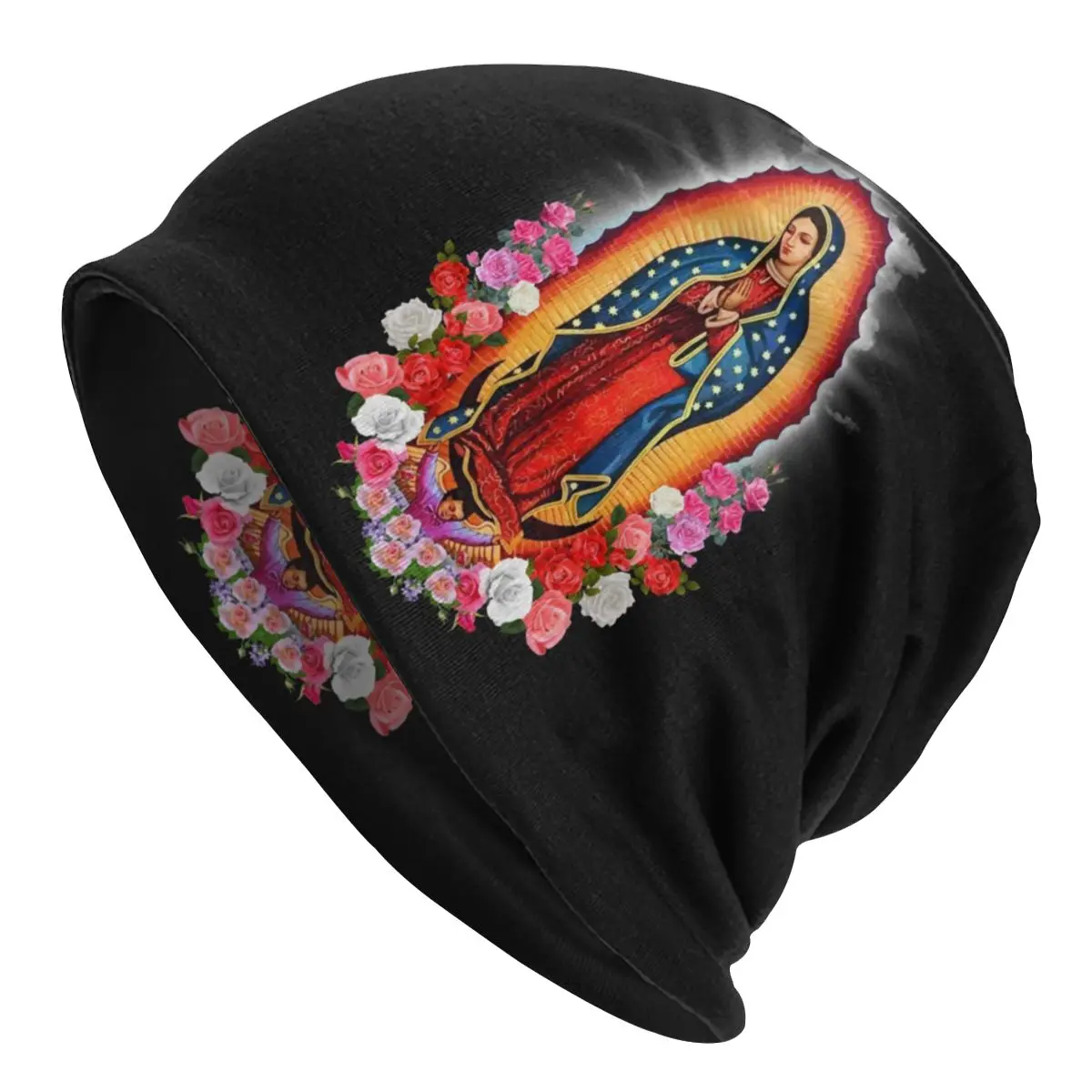 Virgin Mary Of Guadalupe Skullies Beanies Hat Bonnet Winter Warm Knitted Hats Mexico Catholic Saint Beanie Hats Outdoor Ski Cap