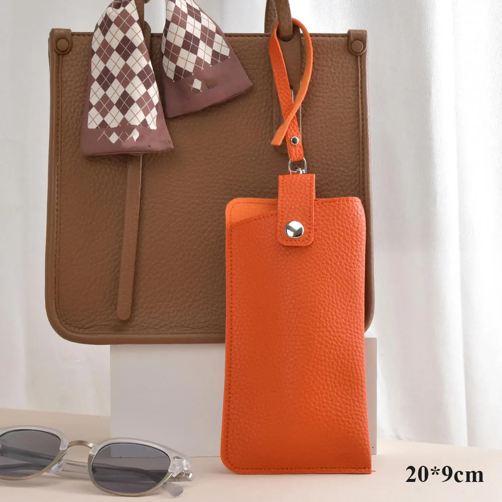 Weiche Lychee Muster PU Leder Gläser Tasche Retro Sonnenbrille Fall Tragbare Myopie Rahmen Fall Einfache Brillen Brillen Lagerung