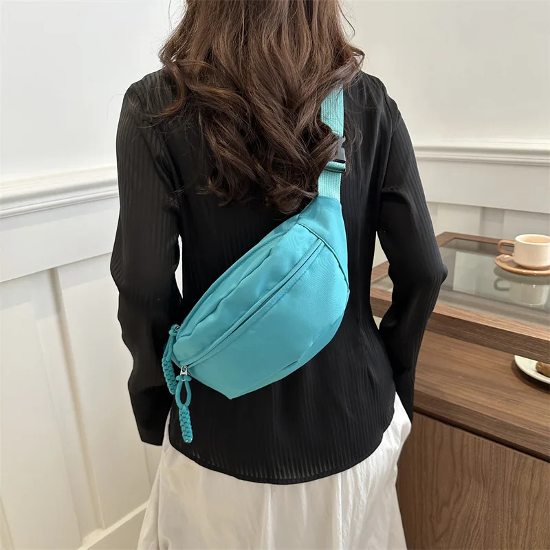 Canvas Running Waist Casual Fanny Packs Sport Chest Bag Banana bag for Women Sling Crossbody Waist Pack Half Moon Belt Bag