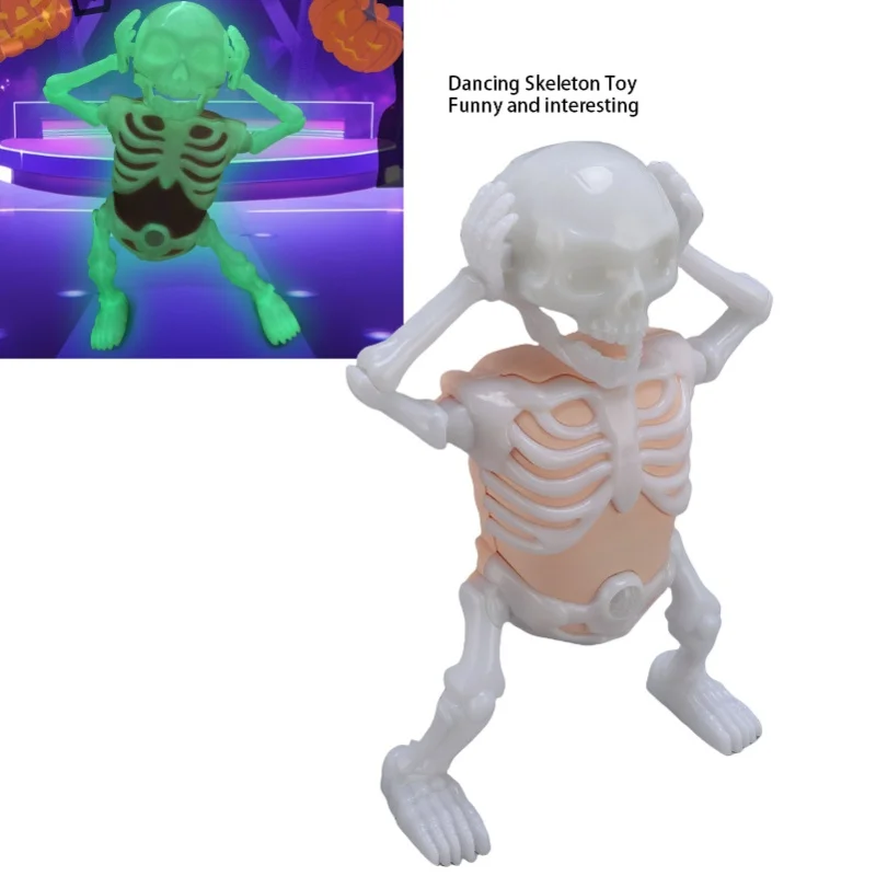 어둠 속에서 빛나는 춤추는 해골 장난감, 소리와 함께 재미있는 장식, 스트레스 해소 해골 피규어, 남자아이들을 위한 장난감