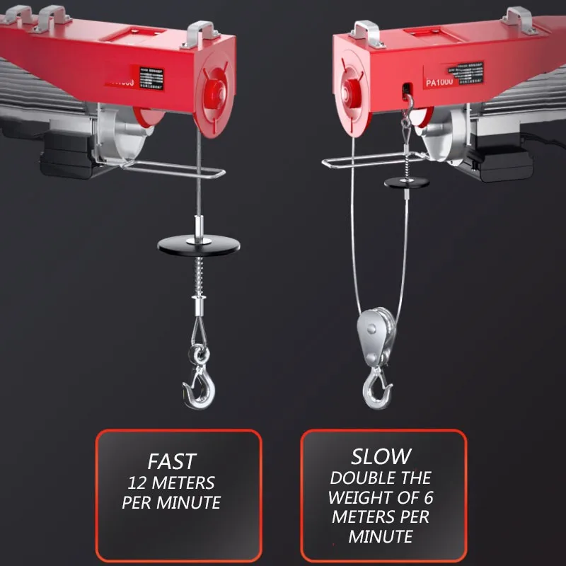 PA300 Household Miniature Electric Hoist Crane 220V/650W Portable Remote Control Jack With Wire Flat Winch Jack