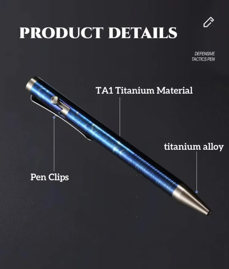 Multifunctional Lightweight Titanium EDC Pen Built‑in Glass Breaker Anti‑Rust Tactical Gadget for Daily Carry Outdoor