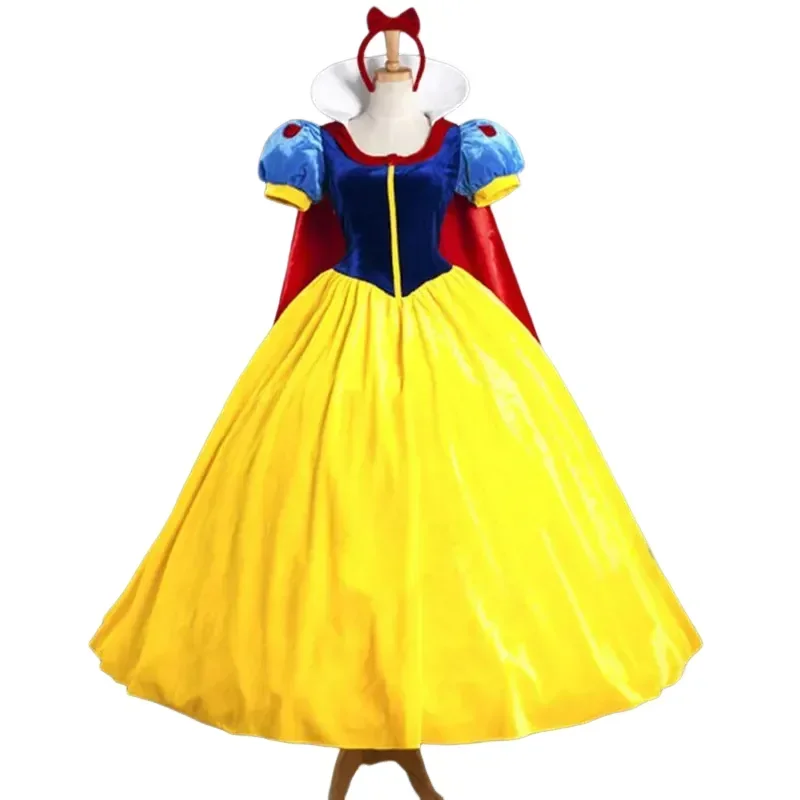 Anime Princess Belle And Snow White Dresses Cosplay Costumes Yellow Long Princess Dress Halloween Party Fancy for Women Female