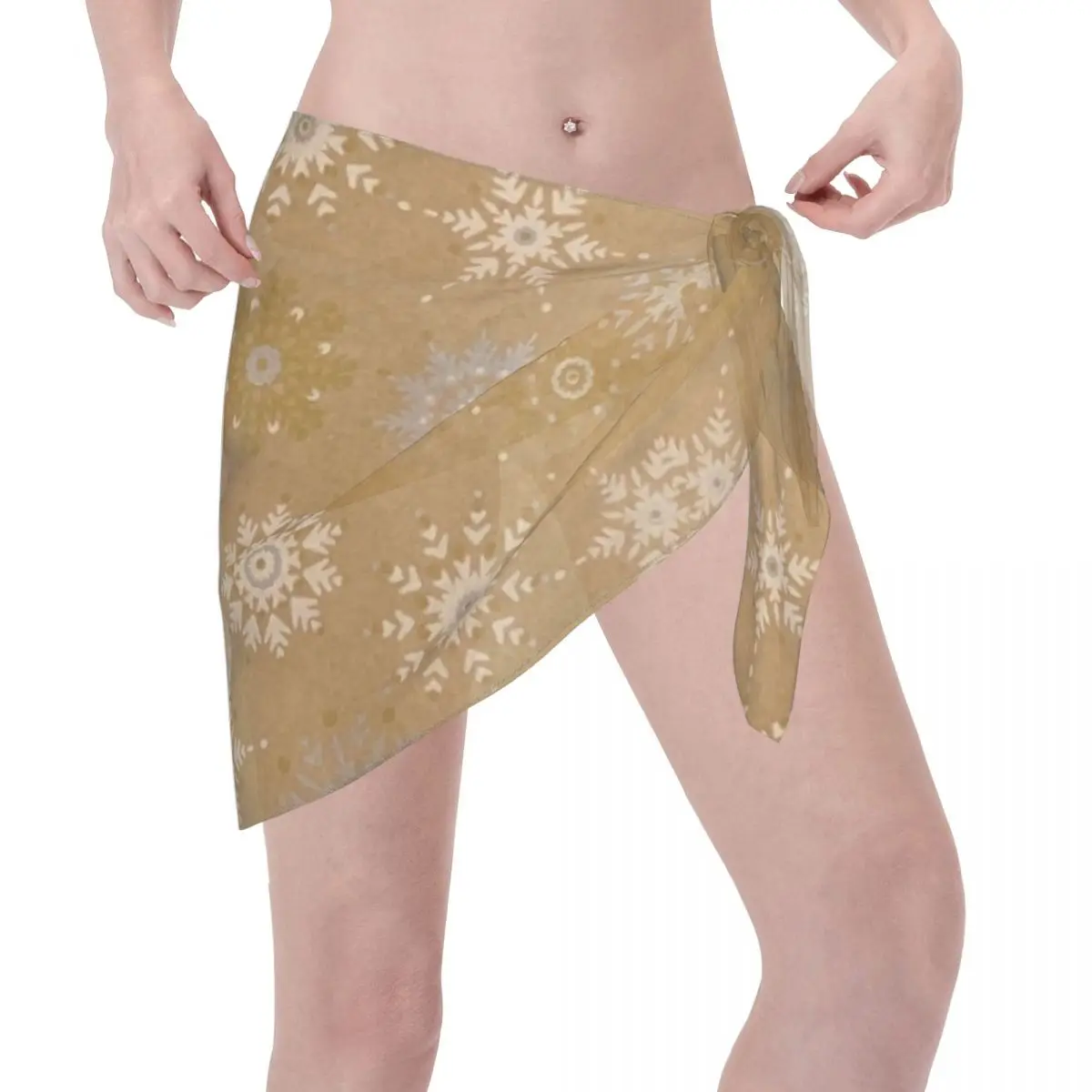 Custom Snowflake Sky Kraft Christmas Gift Beach Bikini Cover Up Wrap  Beach Bikini Cover Up Short Skirt Chiffon Scarf Cover Ups