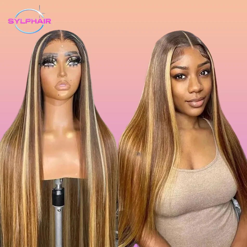 

13x6 Hd Highlight Wigs Colored Lace Front Human Hair Wigs For Women Honey Blonde Straight Hd Lace Frontal Wigs Human Hair