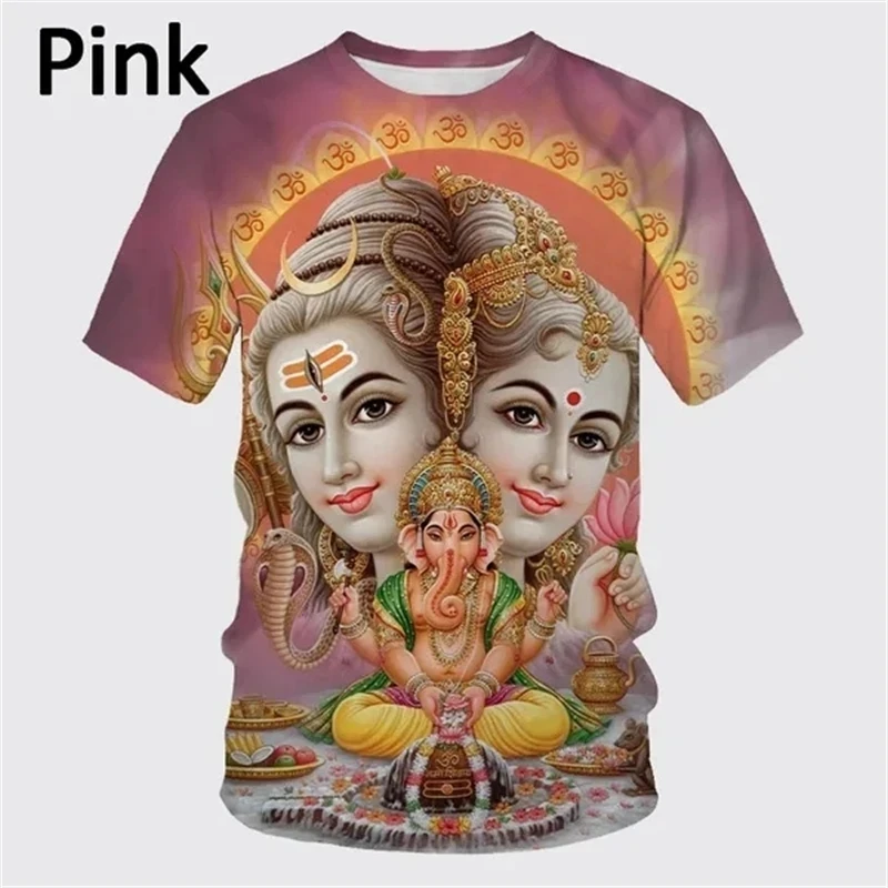 Latest Fashion Hindu God Shiva 3D Printed Men\'s T-shirt Summer Cool and Casual O-neck Short Sleeve T-shirt