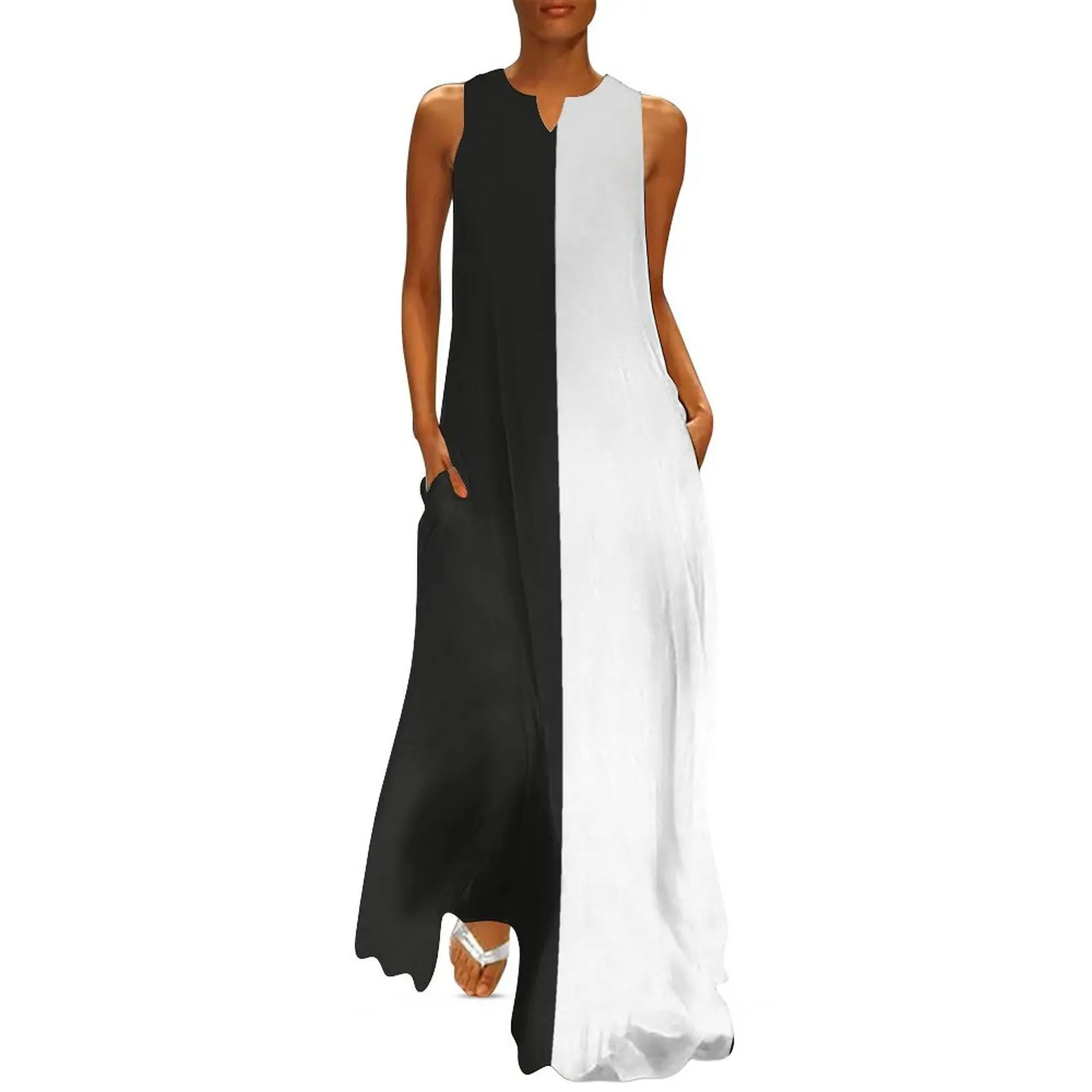 

black and white block colour classic monochrome Long Dress african dresses for woman Dress for pregnant women