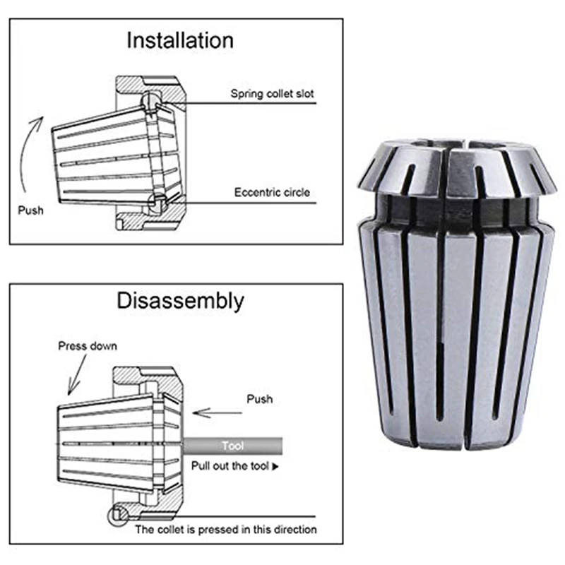 1Set ER20 Spring Collet Set 0.005Mm Silver High Precision 1-13Mm For CNC Machining Center Engraving Lathe Tool Holder