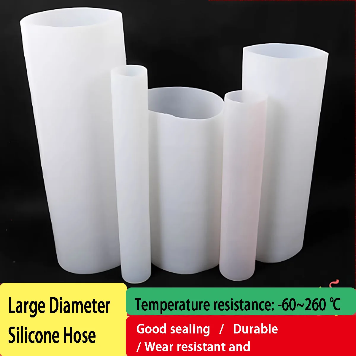 1Meter 1mm Thick Flexible Silicone Rubber Hose Large Diameter  Industrial Grade High Temperature Resistant Pipe