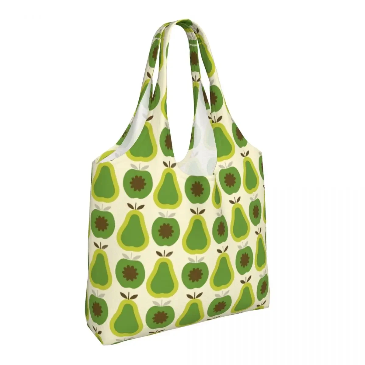 Custom Apples And Pears Grocery Shopping Bags Canvas Shopper Tote Shoulder Bags Big Capacity Portable Orla Kiely Bags Handbags