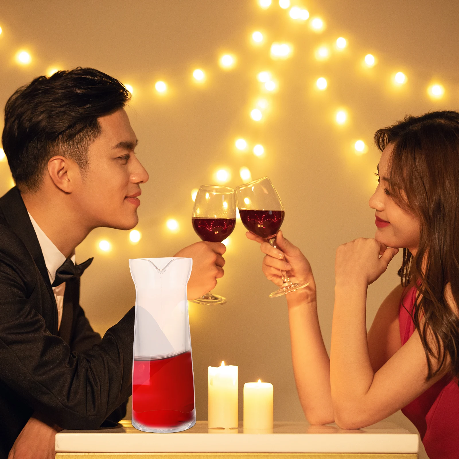 

Wine Decanter Transparent Plastic with Scale Smooth Liquor Separator Suitable for Home Bar Banquet Wine Dispenser