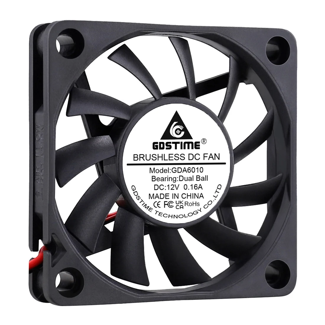 Gdstime 6010 2Pin Case Motor Cooler 6CM Computer Cooling System Fan 60x60x10mm 60mm DC 12V Dual Ball Brushless Cooling Fan